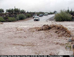 Vehicles attempting to cross low-water crossing