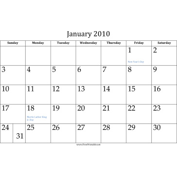 Printable 2010 Calendars