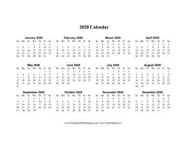 Free Printable 2020 Calendars
