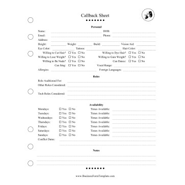 Free Printable Theater Forms