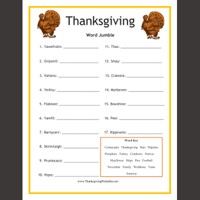 New Thanksgiving Printables