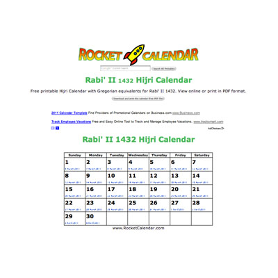 Rocket Calendar