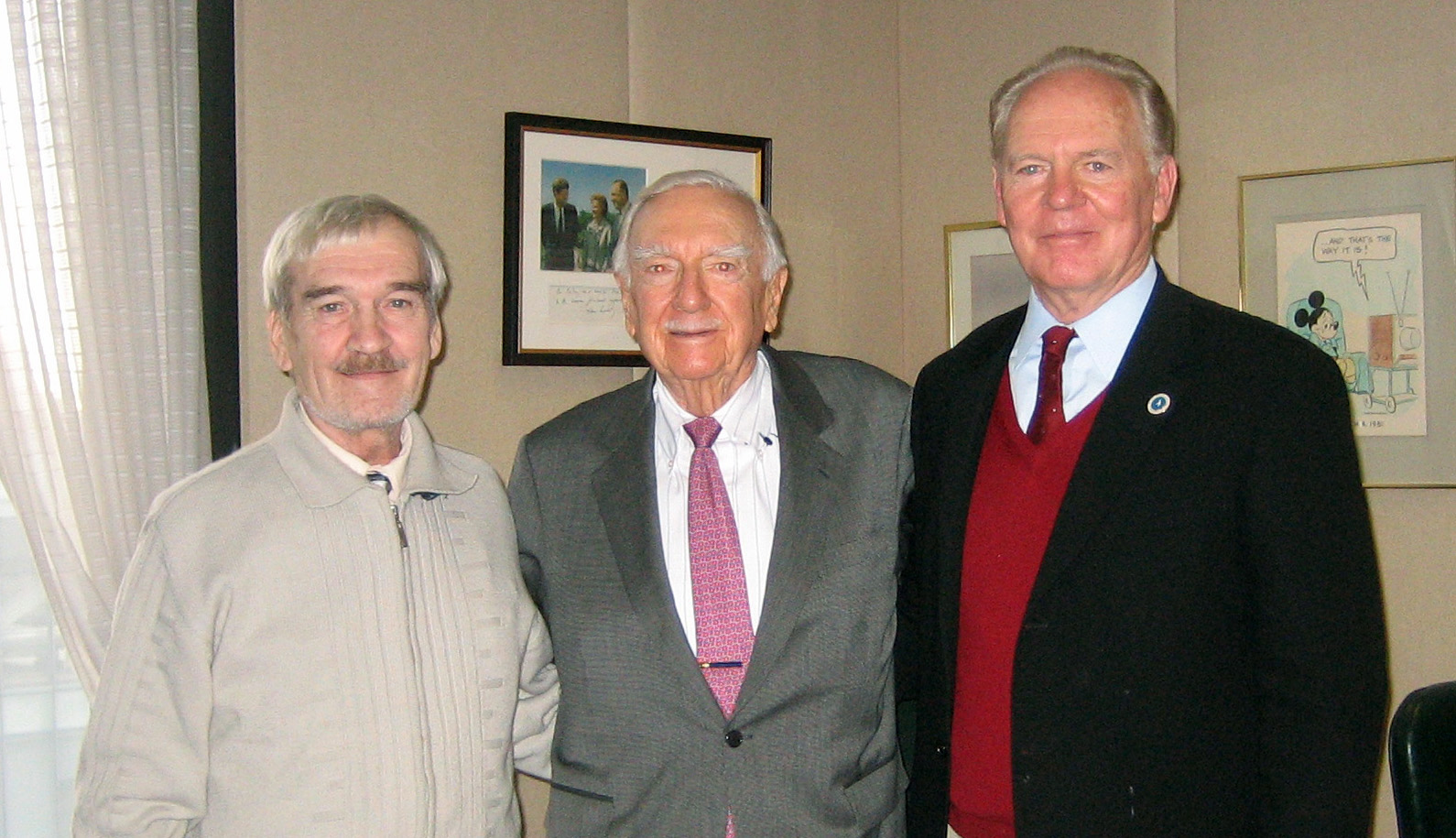 Left to right:  Stanislav Petrov -- Walter Cronkite -- Douglas Mattern