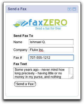 FaxZero iGoogle Gadget