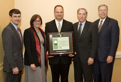 Paul Adams (BCSP), Pamela Ferrante (ASSE), Jason Malatak (20,000th CSP), Kenneth Walker (ASSE), and Roger Brauer (BCSP)