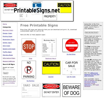 Free Printable Signs