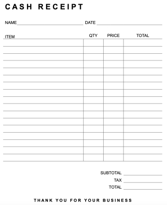 Instantly Print Cash Receipt Templates